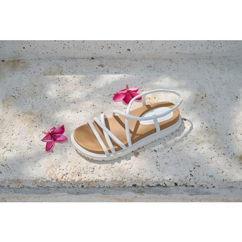 Roxy Brooke White Flat Sandals Strappy Slingback Womens Casual New